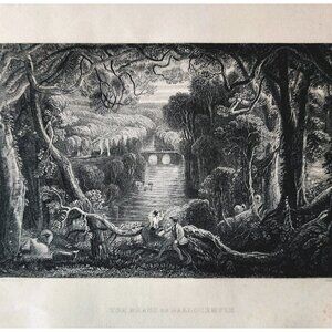 1844 Braes Of Ballochmyle Engraving Victorian Scotland Lovely Couple DWSS19